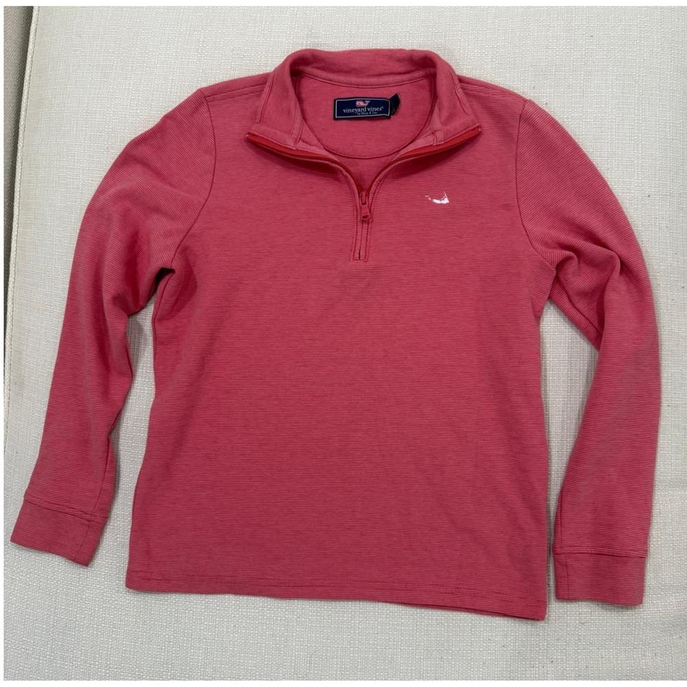 Vineyard Vines Pullover kids M 12-14 1/4 Zip Ribbed Cotton Blend Coral Excellent